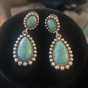 Turquoise and Silver Drop Earrings
